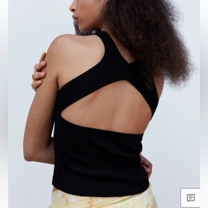 Mango Open Back Knit Top